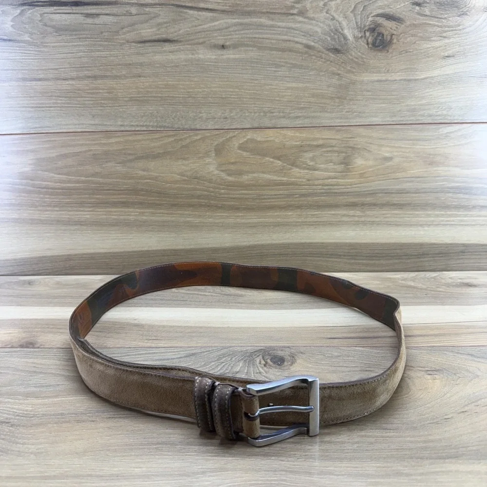 Martin Dingman Mens Belt Size 40/100 Wild Afrifan Kudu Leather Suede Beige Tan